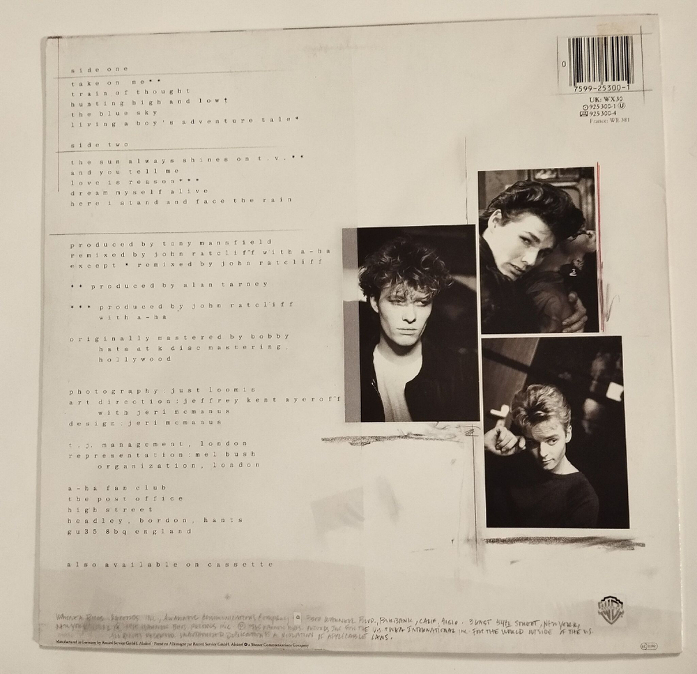 Винтажная виниловая пластинка LP A ha Hunting High And Low (Germany 1985)