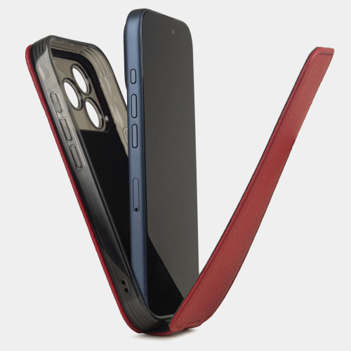 Чехол для iPhone 17 Pro Max - кожа теленка, красный