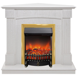 Каминокомплект Real Flame Andrea Corner WT с очагом Fobos Lux Brass (угловой)