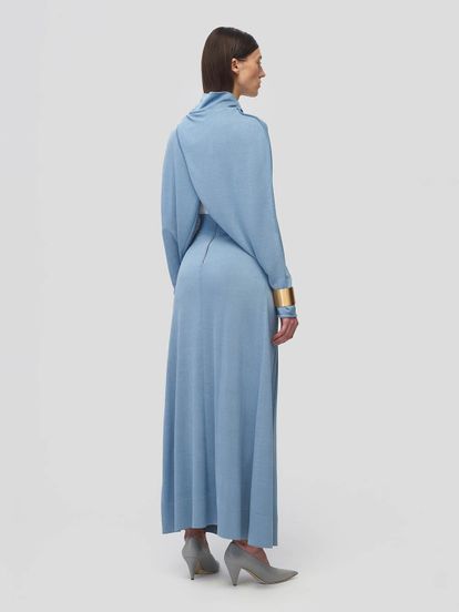 Женская юбка синего цвета из шелка и вискозы - фото 3