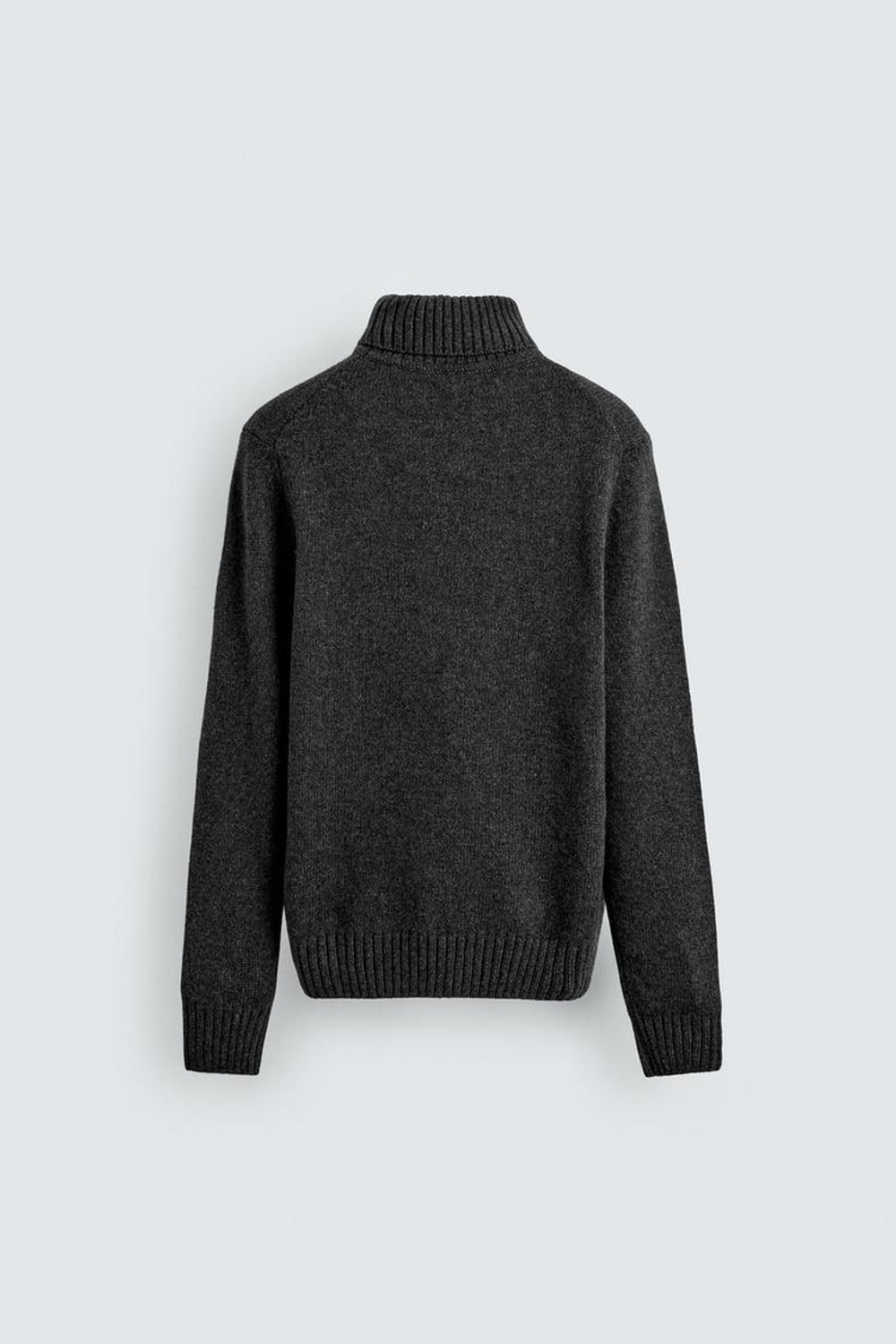 ZARA СВИТЕР С ВЫСОКИМ ВОРОТНИКОМ ИЗ СМЕСОВОЙ ШЕРСТИ, СЕРЫЙ МЕЛАНЖ