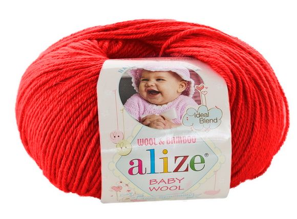 Пряжа Baby wool ( Alize) 56 Красный, фото