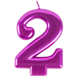 Свечи-цифры "Ярко-розовые металлик" 8 см (от 0 до 9)
