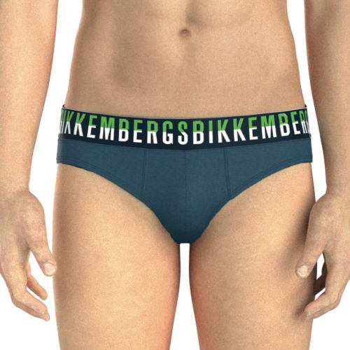 Мужские трусы брифы синие набор 3в1 Bikkembergs BICOLOR BKK52USP27TR