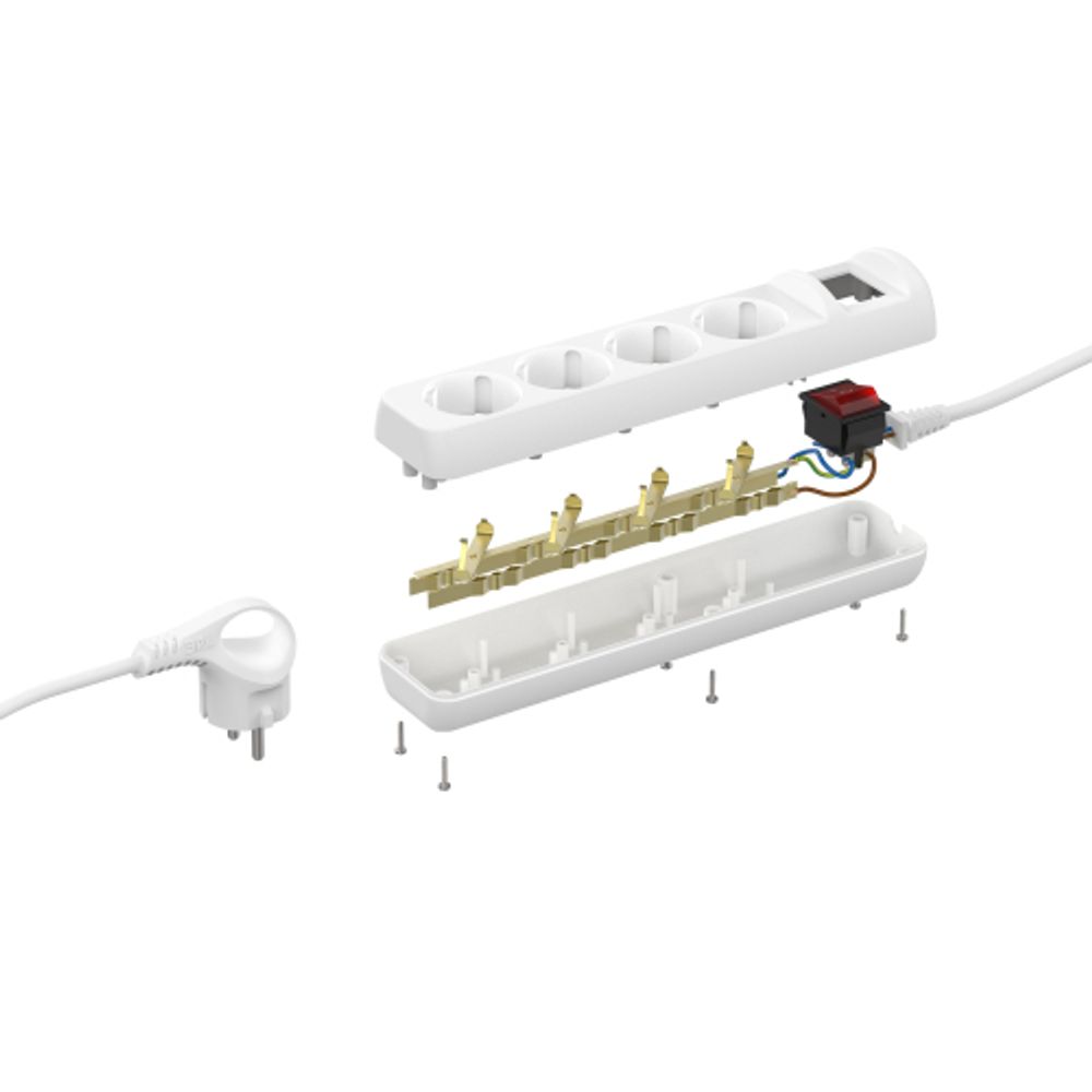 Удлинитель электрический ЭРА U-4es-3m-3x1 с заземлением с выключателем 4 розетки 3м ПВС 3x1мм2 16А