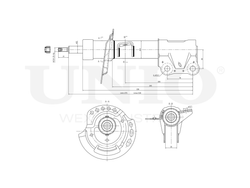 Амортизатор газовый передней подвески левый UNIO SAB-10780
