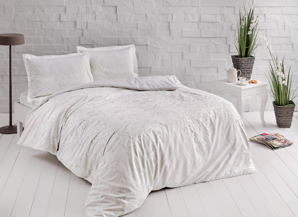 Комплект постельного белья ТАЧ Сатин 1-спальный "CASTILLO" V01-Кремовый