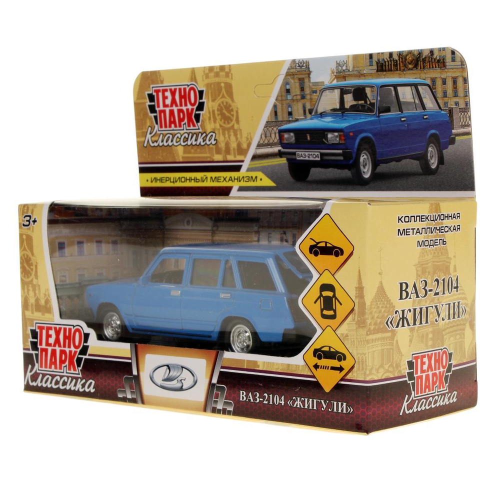 Модель ин. мет. "ВАЗ-2104 Жигули" 12см, открыв. двери, синий, коробка 2104-12-BU (Технопарк)