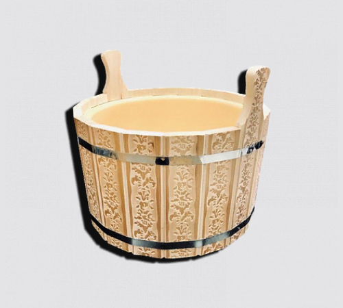 Шайка двухручная с пластиковой вкладкой с тиснением (12л)