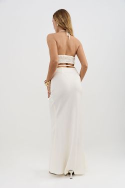 Юбка-рыбка из вискозы ванильного цвета