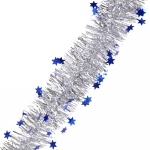 Мишура 2м 6см «Звездочки», Серебро/синий