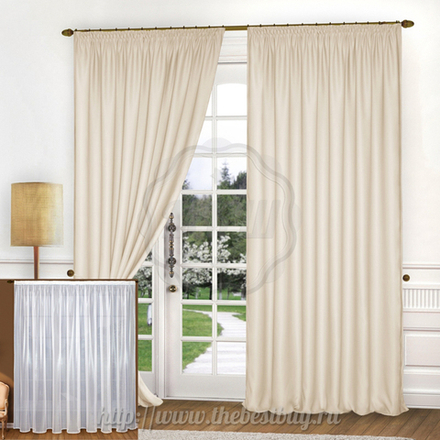Шторы блэкаут для гостиной с тюлью -  Заря-2019 (арт. А30-501-4)  - 500х270, (200х270)х2 см. - кремовый
