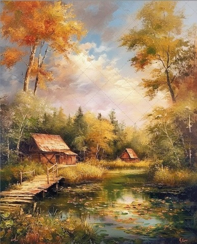 Пейзаж - фон в фиксированном размере неопреновый составной (склейка) 200-250 см