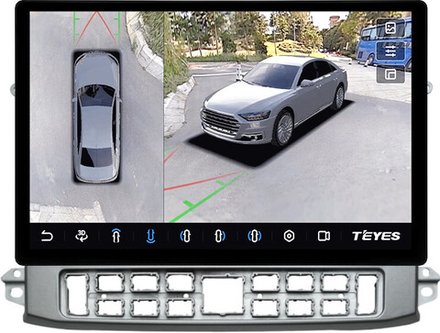 Магнитола для ГАЗ Газель НН 2019+, Соболь НН 2022+ (рамка серебро) - Teyes CC3-2K-360 монитор 13" 2K QLED на Android 10, 6+128Гб, CarPlay, 4G SIM-слот, 4 камеры в комплекте