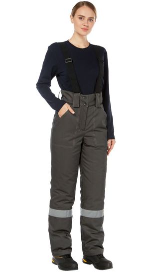 Костюм зимний женский "Тимбер" брюки (т.серый/красный)