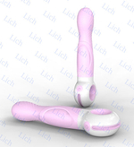 Розово-белый вибромассажер с рельефной головокой, 18 см