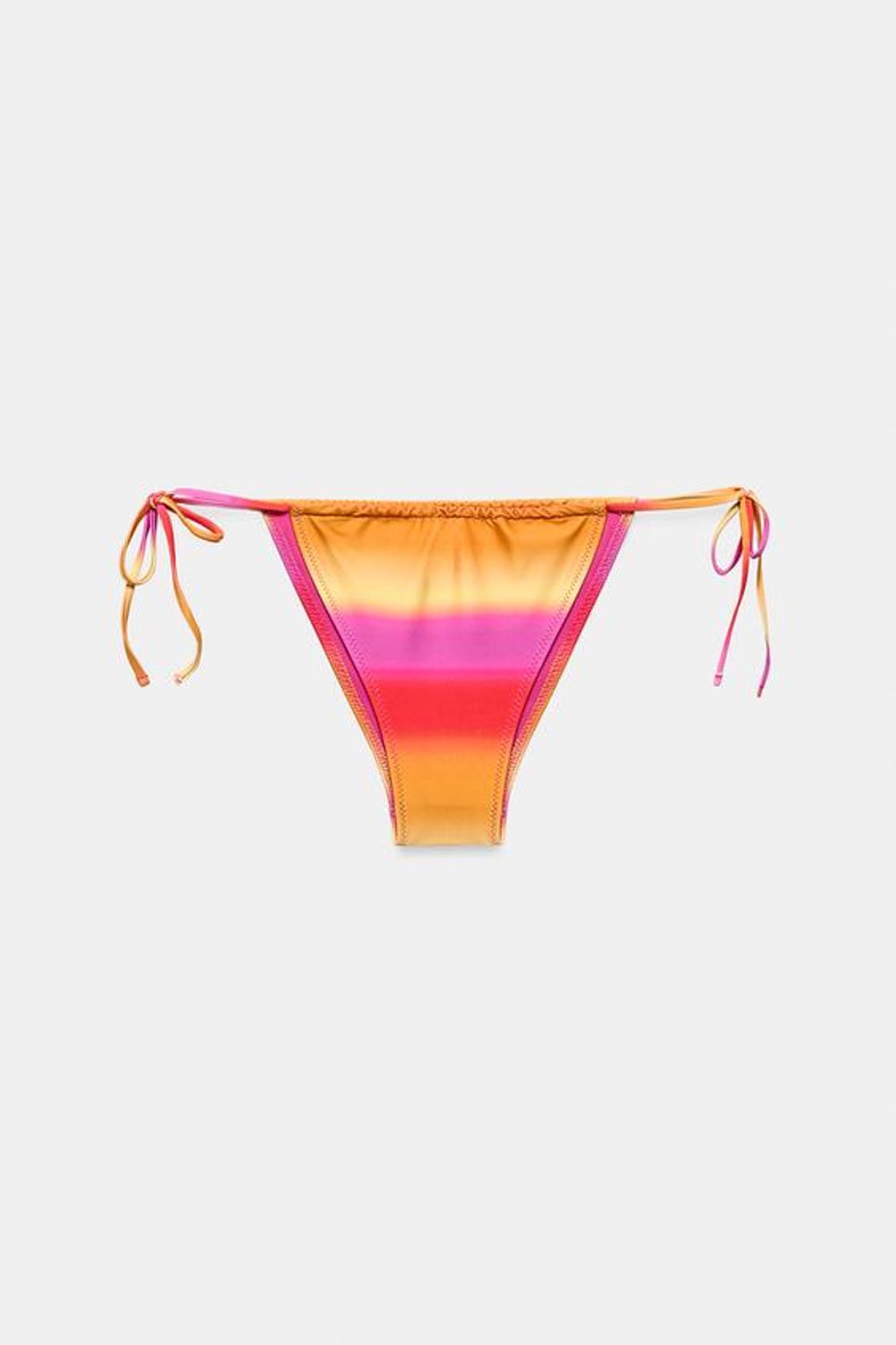ZARA ПЛАВКИ-БИКИНИ С ПРИНТОМ В ПОЛОСКУ И ЗАВЯЗКАМИ, РОЗОВЫЙ