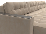 Диван П-образный с декором Лига-049 НПБ Лонг, SEVEN 729 ВЕЛЮР бежевый