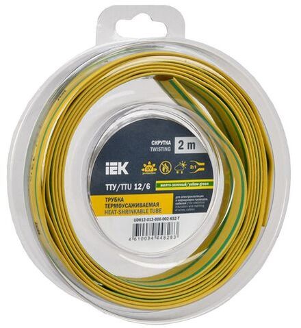Трубка термоусадочная ТТУ нг-LS 12/6 желт./зел. (уп.2м) IEK UDR12-012-006-002-K52-T