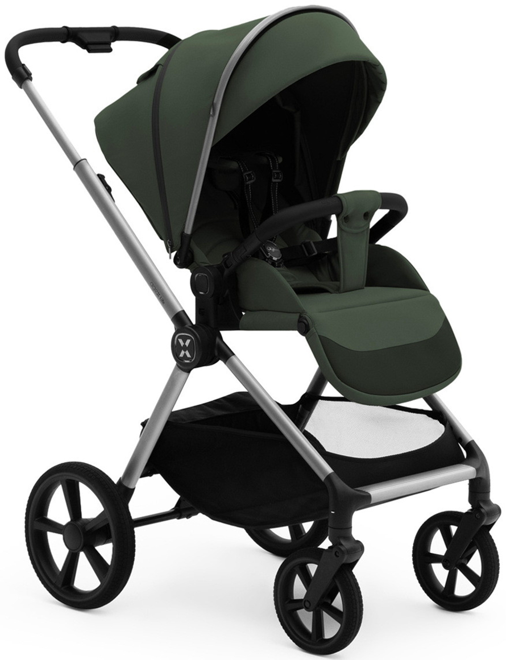 Коляска Agex Life 3 в 1 хромированная рама с автокреслом i-Safe S Grey ALC613 Crocodile (Зеленый)