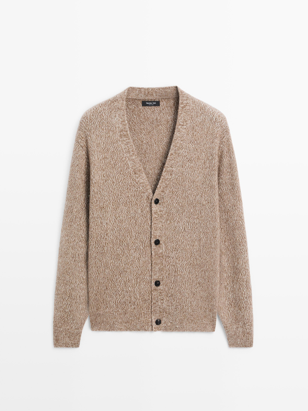 Massimo Dutti Вязаный кардиган из смесовой шерсти, бежевый