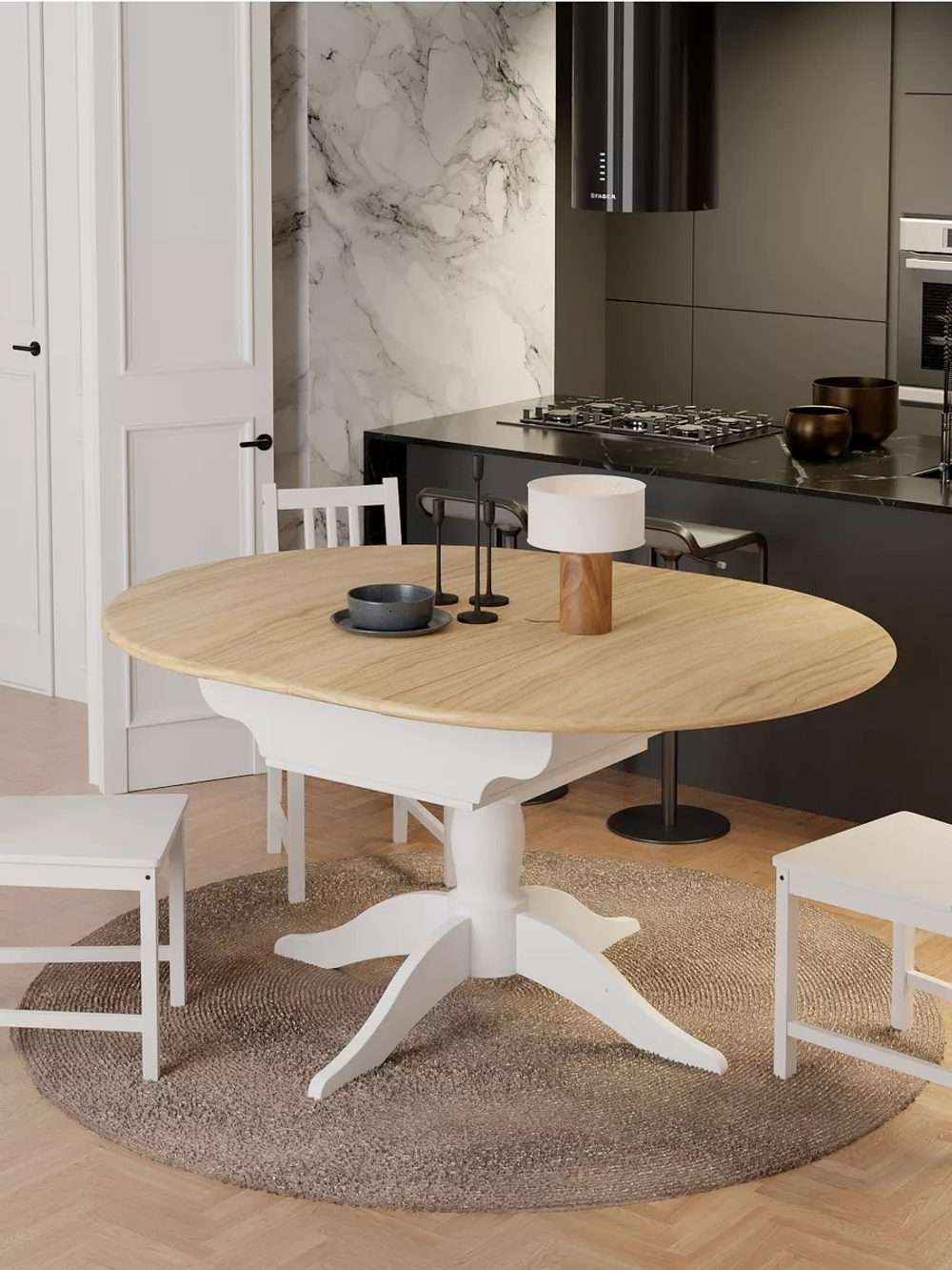 Стол раздвижной 120х60 см из массива сосны, ДСП и шпона дуба