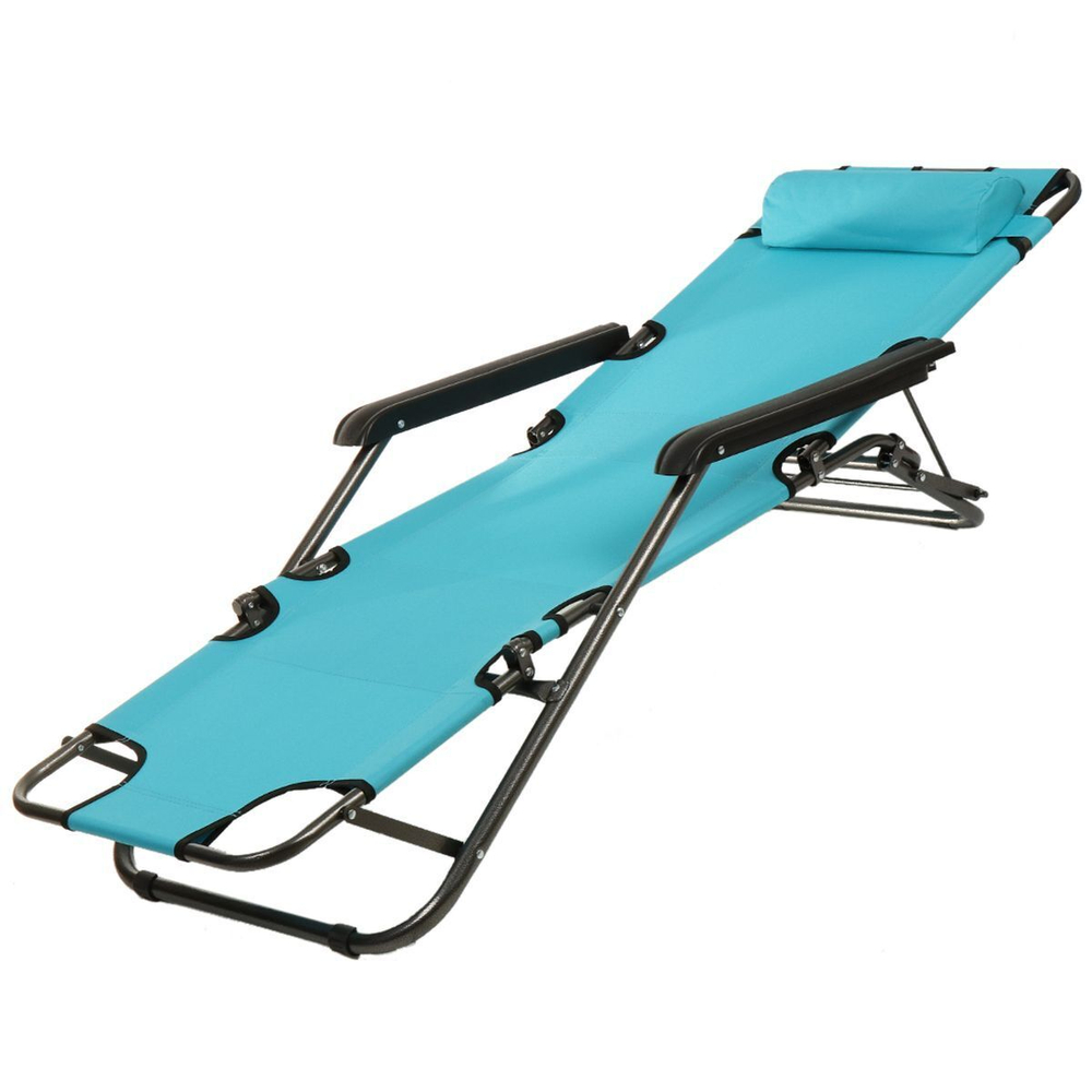 Шезлонг пляжный металл, 153х60х80 см, 100 кг, 2 положения спинки, голубой, Green Days, YTBC051-16-4535