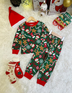 Санта - новогодняя пижама для мальчиков и девочек 2 600 тг./шт. (оптом - цена за 5 размеров)