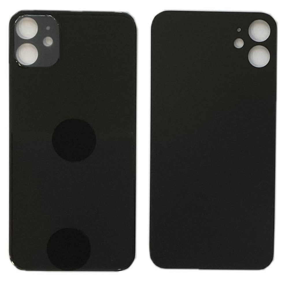 Задняя крышка для Apple iPhone 11 Черный (стекло, широкий вырез под камеру) - Премиум