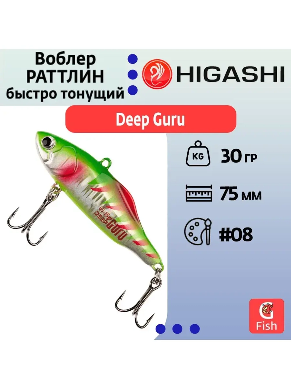 Воблер Раттлин Deep Guru 30гр. #08