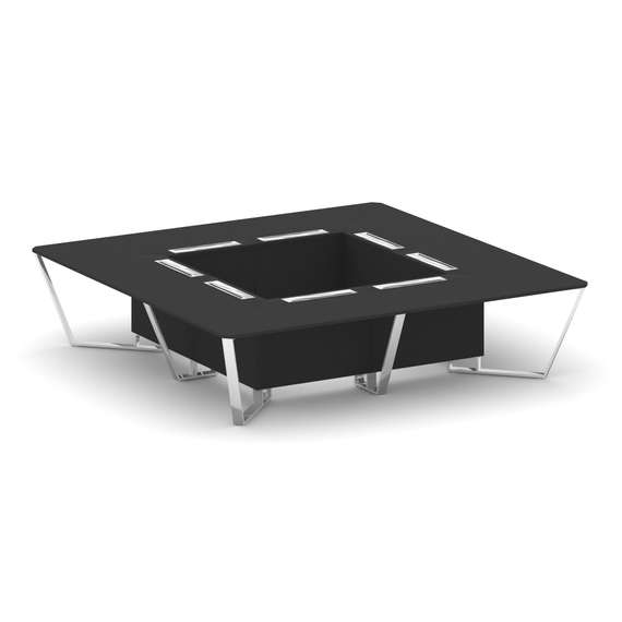 Steel Meet Стол переговорный квадратный MF-PR.B.SP-16K Черный/МДФ Ультраматт Черный/Нержавеющая стал