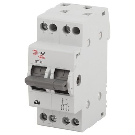 Выключатель-разъединитель трехпозиционный ВРТ-63 ЭРА PRO VRT63-2-63 2Р 63А