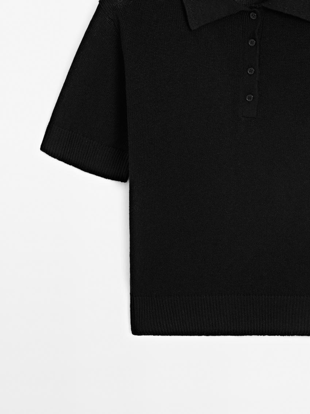 Massimo Dutti Свитер из смесового льна, черный