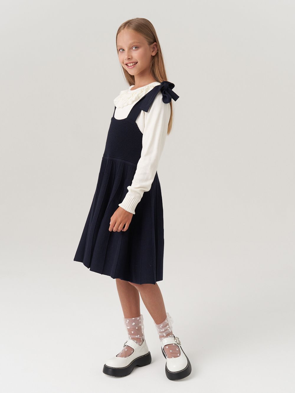 Сарафан школьный для девочки AT972-218 синий