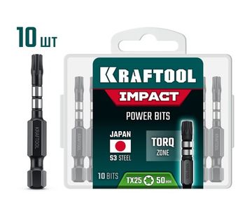 KRAFTOOL Impact TX 20, 50 мм, 10 шт, ударные биты (26195-20-50-S10)