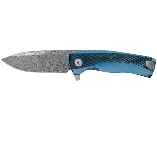 Складной нож Lion Steel "ROK-DD GL" L/ROK DD BL c клинком из стали Damasteel, рукоять титан