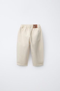 ZARA БРЮКИ BAGGY С ТЕКСТОВЫМ ПРИНТОМ, ЭКРЮ