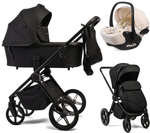 Детская коляска Peppy Monaco 3 в 1 с автокреслом Verona Beige Black (черный), рама черная матовая