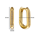 Хупы Овал с фианитами 20мм, gold