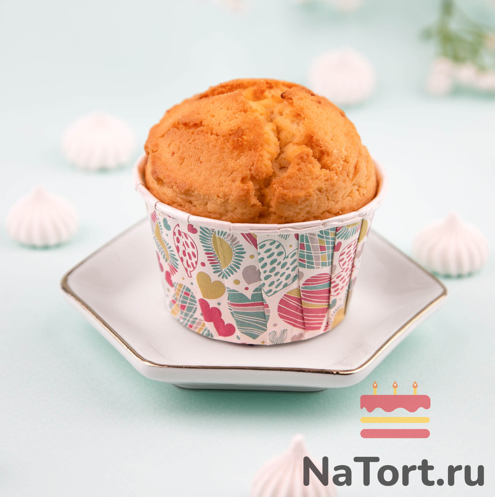 Формы бумажные с ламинацией «Маффин» 50х40 мм (Цветные сердца) 100 шт