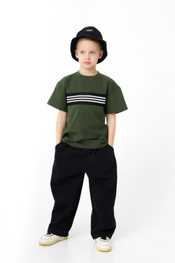 Футболка с лампасом, хаки