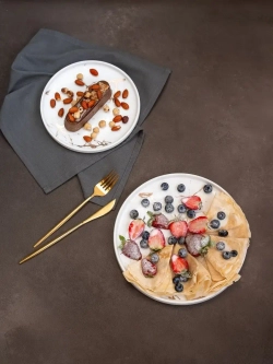 Набор посуды 6 тарелок белый мрамор 25 см