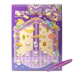 Румбокс, наклейки для творчества - антистресс блокнот, 200*265 мм, "Animal Party", фиолет, XXL, 3D стикеры, 6 комнат, в комплекте пинцет, пакет с европодвесом