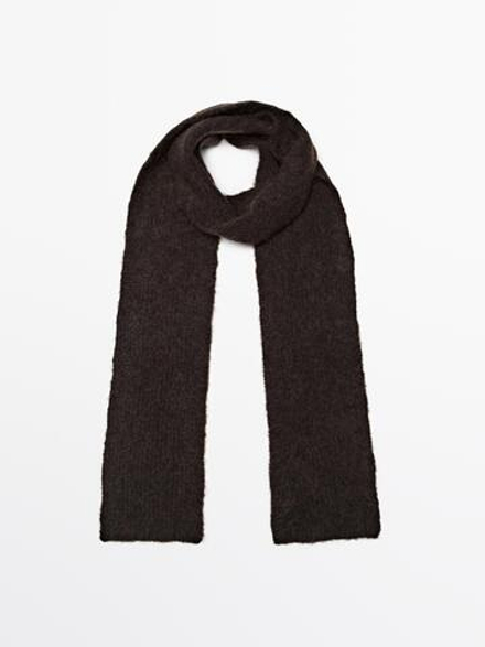 Massimo Dutti Шарф из тонкой смесовой шерсти, коричневый