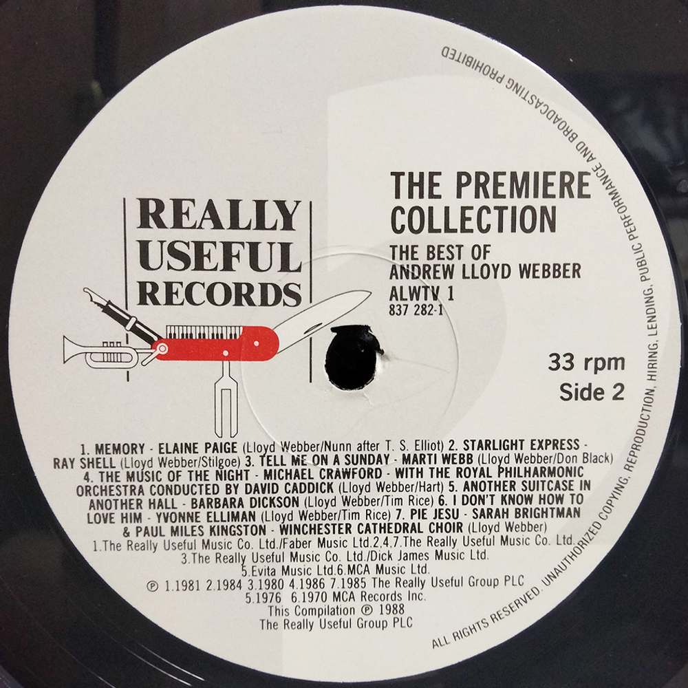 Andrew Lloyd Webber / The Premiere Collection (The Best Of Andrew Lloyd Webber)(LP)