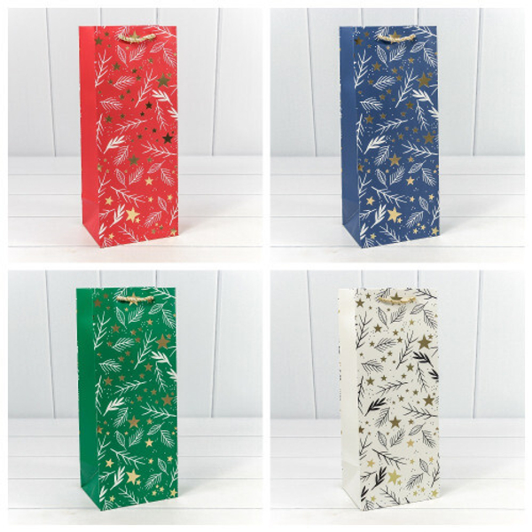 
          Пакет подарочный 14 х 35 х 11 см Набор 4 шт "Новый год" Под бутылку (Микс)