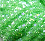 БВ020ДС4 Хрустальные бусины квадратные, цвет: светло-зеленый AB прозрачный, 4 мм, кол-во: 44-45 шт.