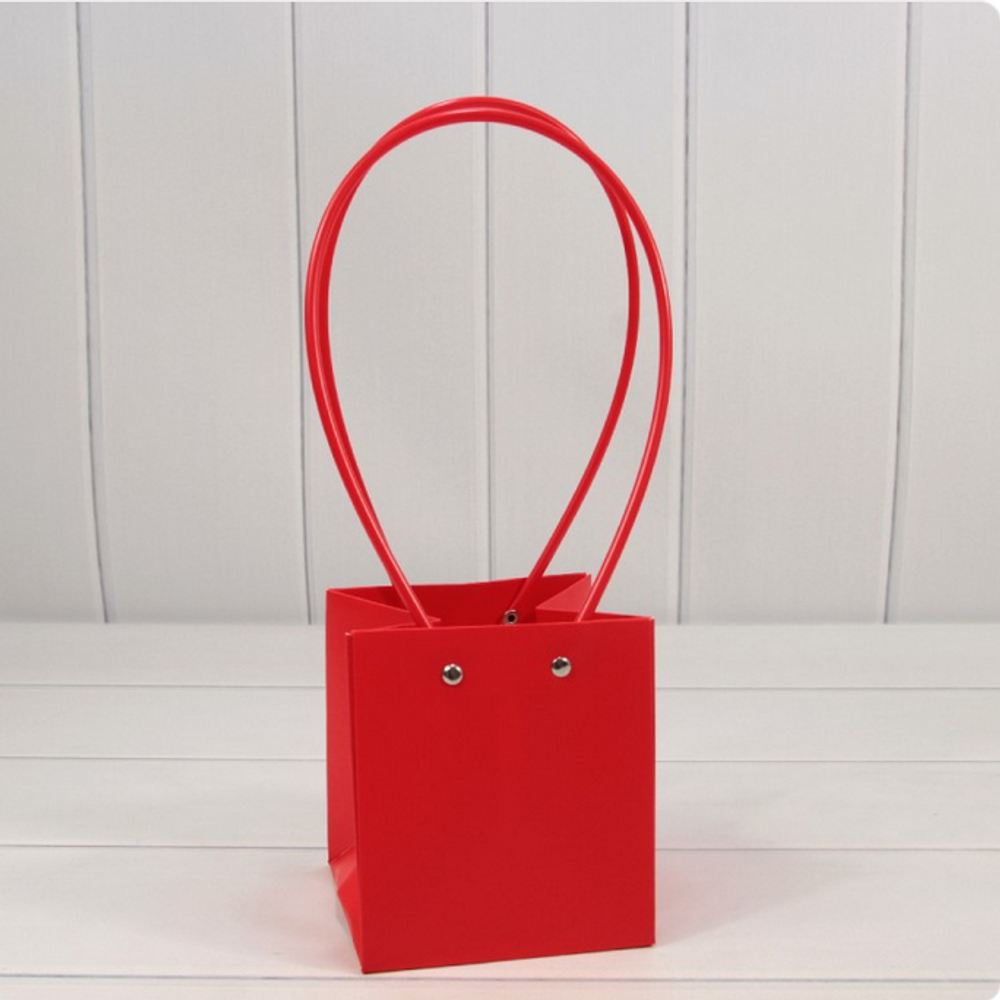 Пакет подарочный 13х11,5х11,5 Ваза для цветов (Красный)