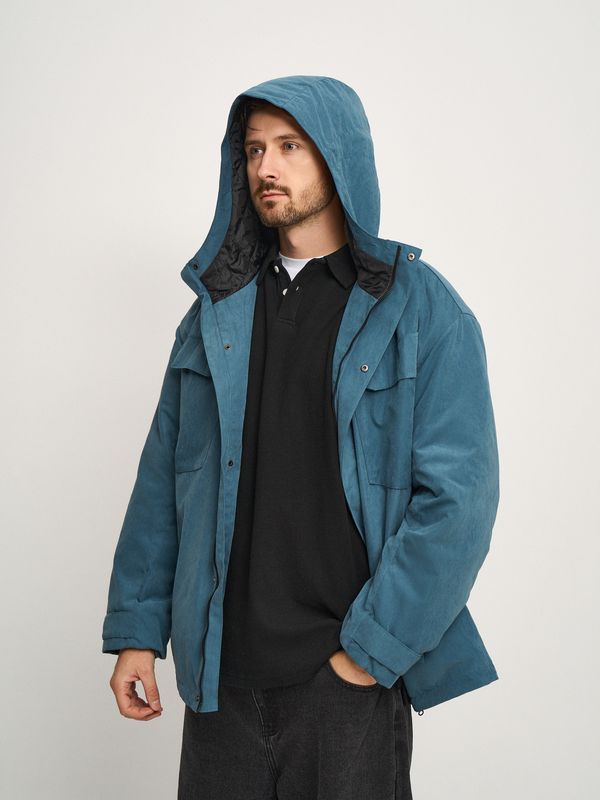 Куртка с диагональными карманами аквамариновая - фото 3