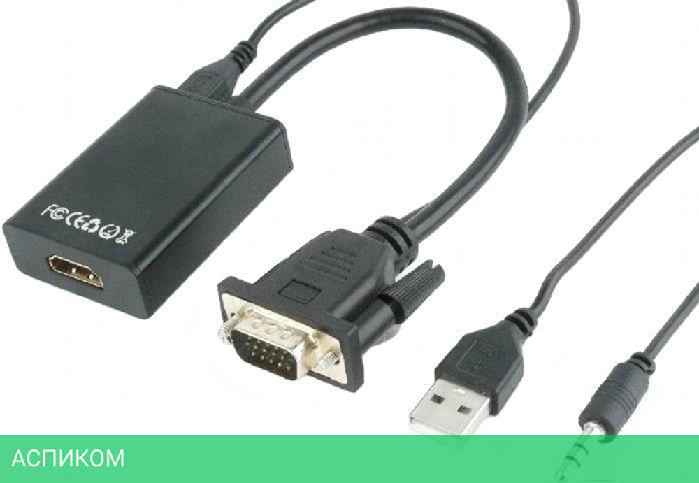 Адаптер Cablexpert A-VGA-HDMI-01 HDMI/VGA/3.5 мм jack (+ USB для питания)